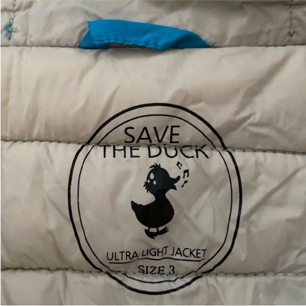 SAVE THE DUCK Women's Bright Blue Hooded Puffer Jacket - Picture 8 of 16
